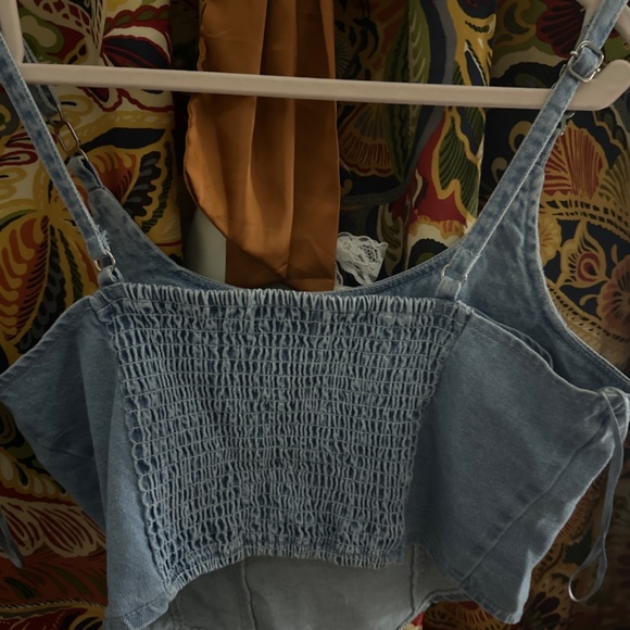 Lone Star Crop Denim Top with adjustable straps - Picture 2 of 2